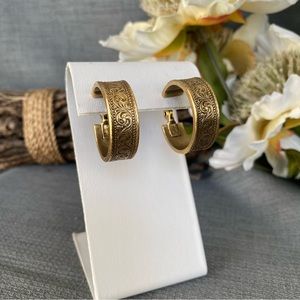 Yves St. Laurent Highly Detailed Scrollwork on Antiqued Gold Clip Backs